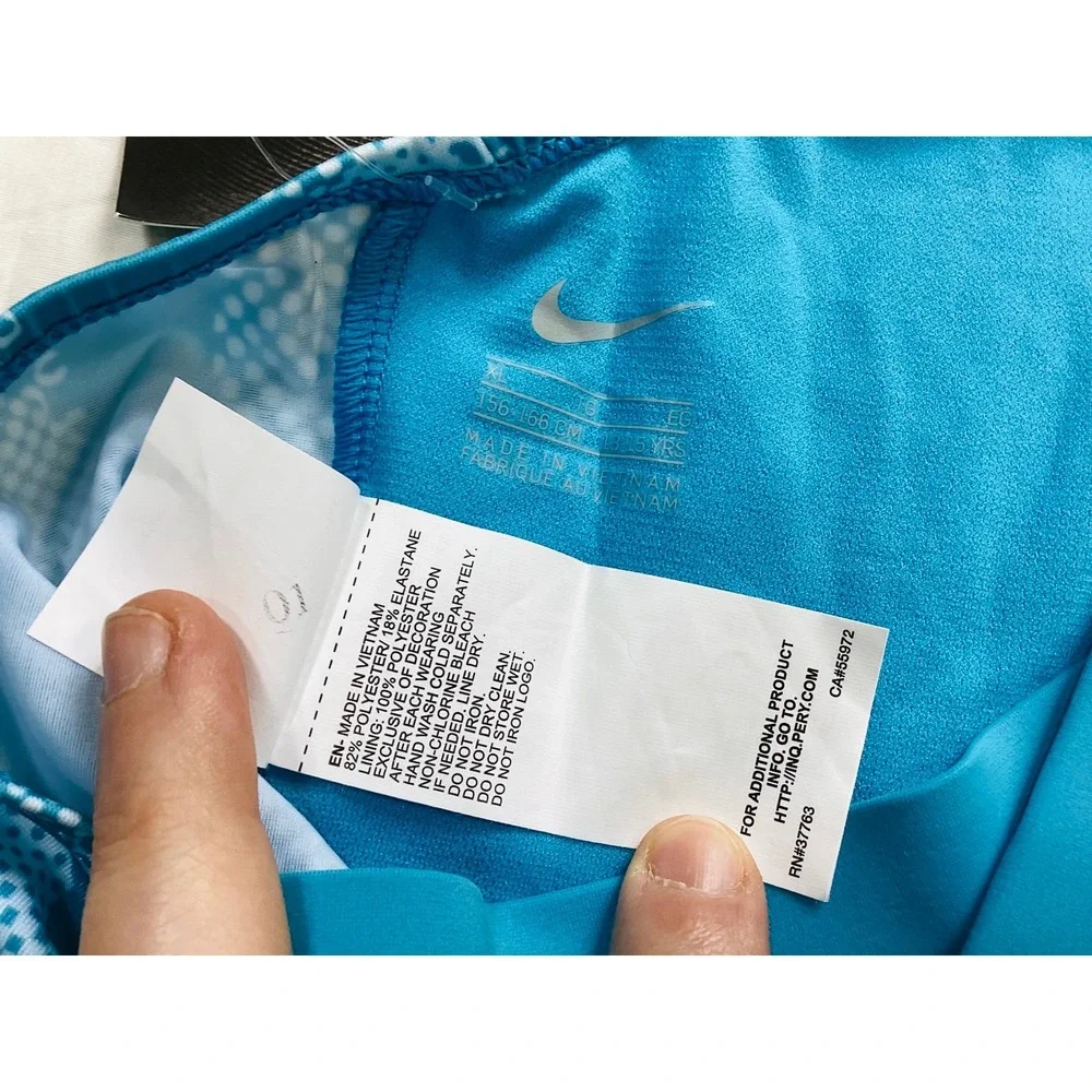 New Nike Tankini Swim Top XL Girls Light Blue Fury Optic Camo Crossback
